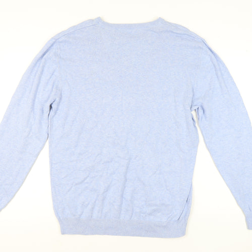 Greenwoods Men’s Blue Cotton Crew Neck Pullover Jumper L