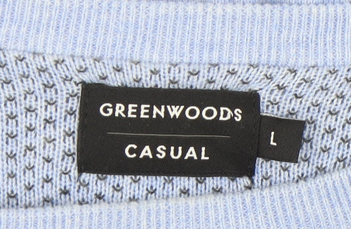 Greenwoods Men’s Blue Cotton Crew Neck Pullover Jumper L