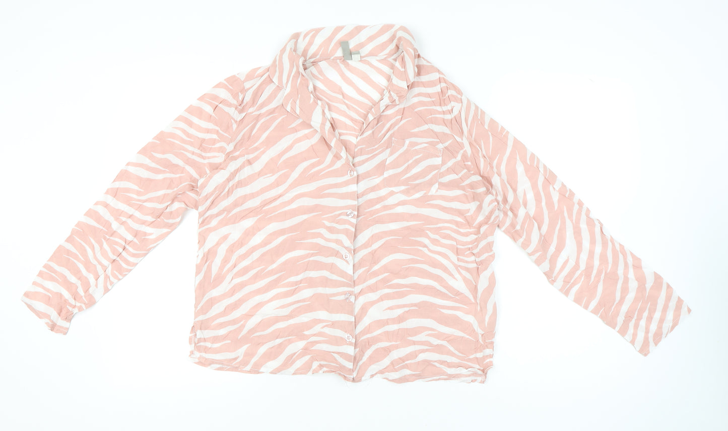 ASOS Women's Pink Zebra Print Modal Pyjama Shirt Top Size 14