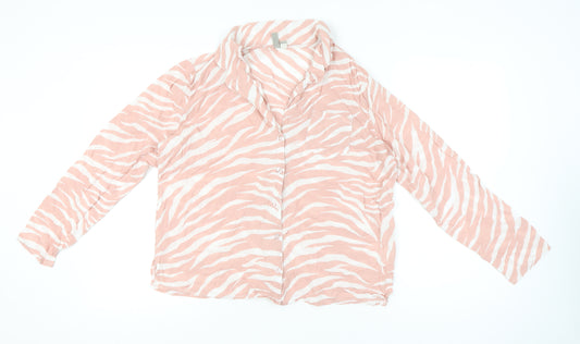 ASOS Women's Pink Zebra Print Modal Pyjama Shirt Top Size 14