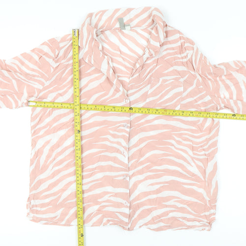 ASOS Women's Pink Zebra Print Modal Pyjama Shirt Top Size 14