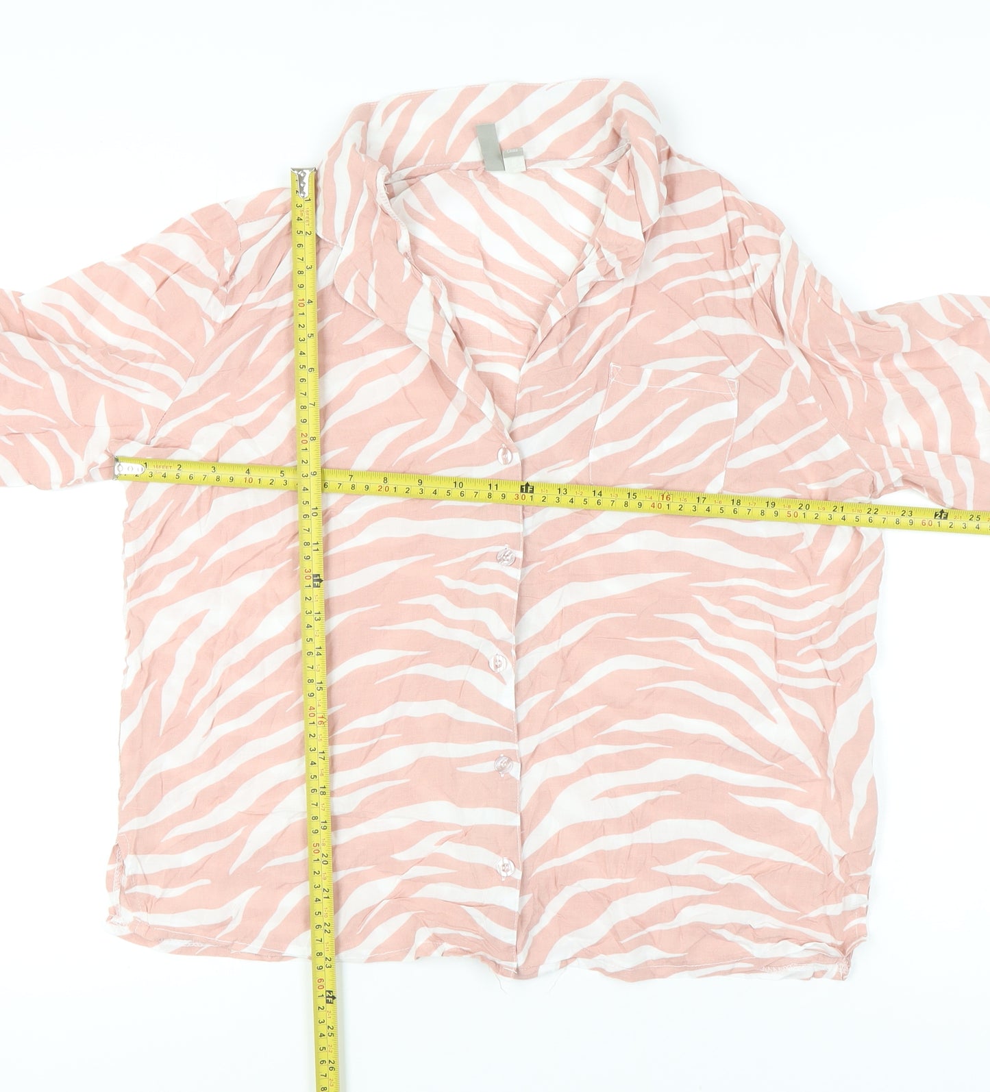 ASOS Women's Pink Zebra Print Modal Pyjama Shirt Top Size 14