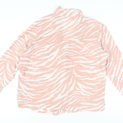 ASOS Women's Pink Zebra Print Modal Pyjama Shirt Top Size 14