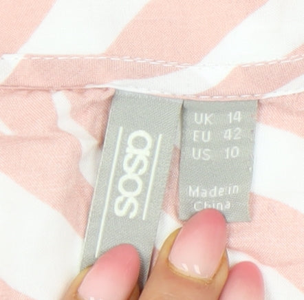 ASOS Women's Pink Zebra Print Modal Pyjama Shirt Top Size 14