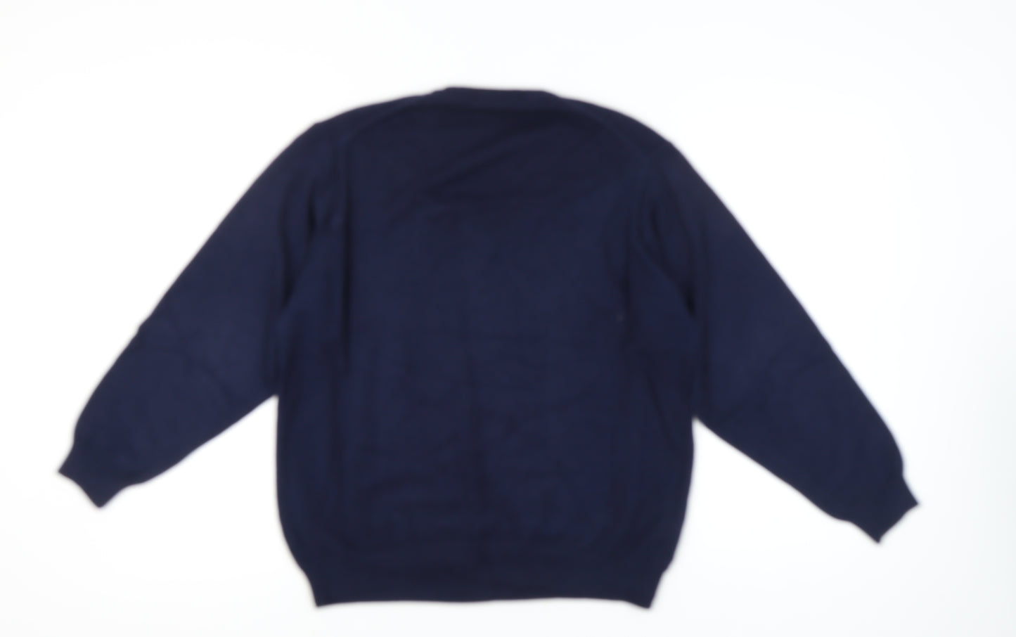 Marks and Spencer Men’s Blue M V-Neck Cotton Pullover Jumper