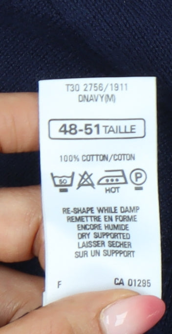 Marks and Spencer Men’s Blue M V-Neck Cotton Pullover Jumper