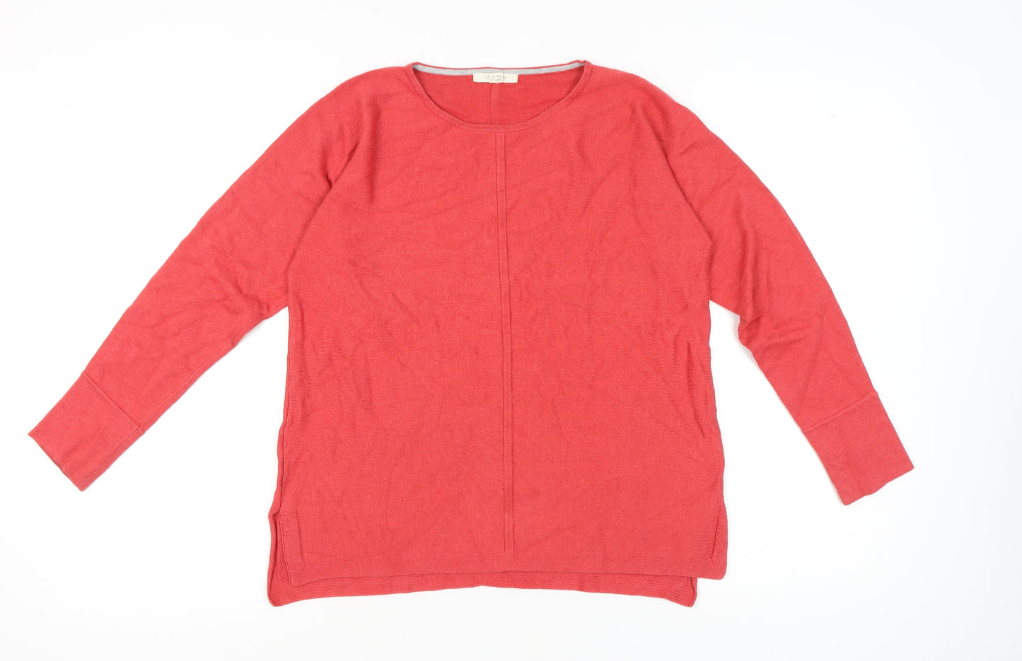 White Stuff Women’s Red Cotton Blend Long Sleeve Pullover Jumper UK 12