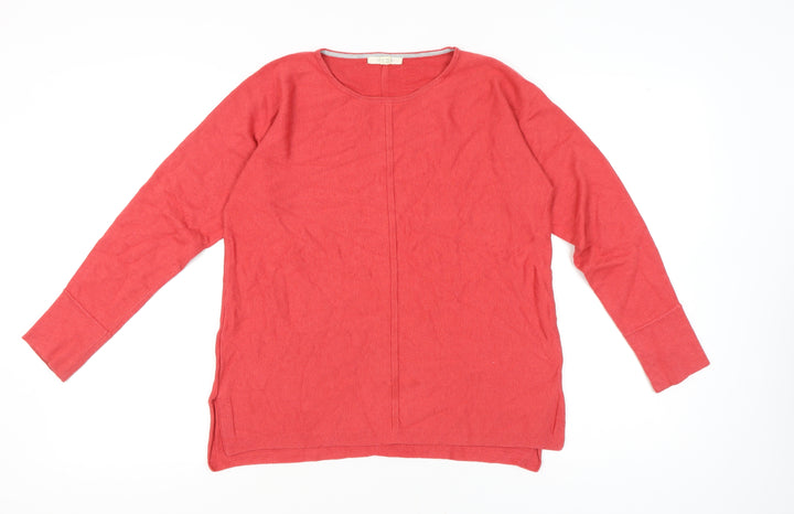 White Stuff Women’s Red Cotton Blend Long Sleeve Pullover Jumper UK 12