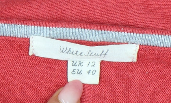 White Stuff Women’s Red Cotton Blend Long Sleeve Pullover Jumper UK 12