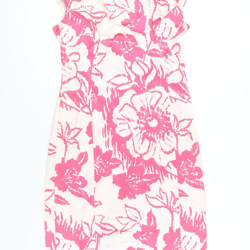 Coast Women's Pink Floral Sheath Knee Length Dress UK 10