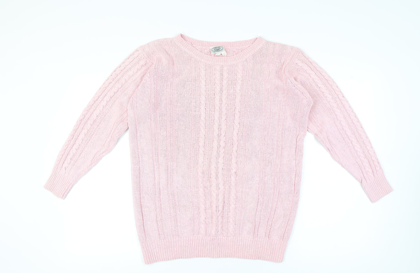 Laura Ashley Women's Pink Silk Blend Cable Knit Jumper M