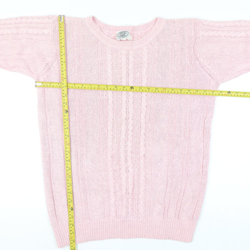 Laura Ashley Women's Pink Silk Blend Cable Knit Jumper M