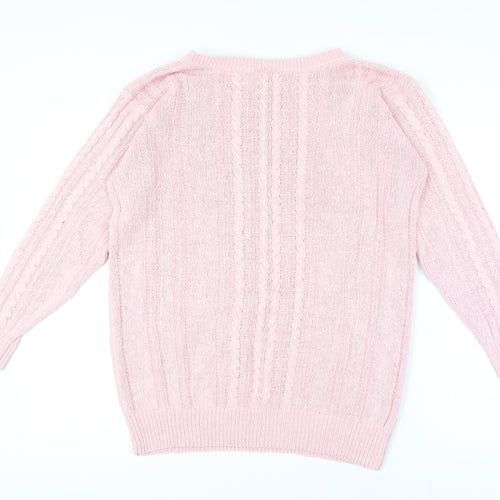 Laura Ashley Women's Pink Silk Blend Cable Knit Jumper M