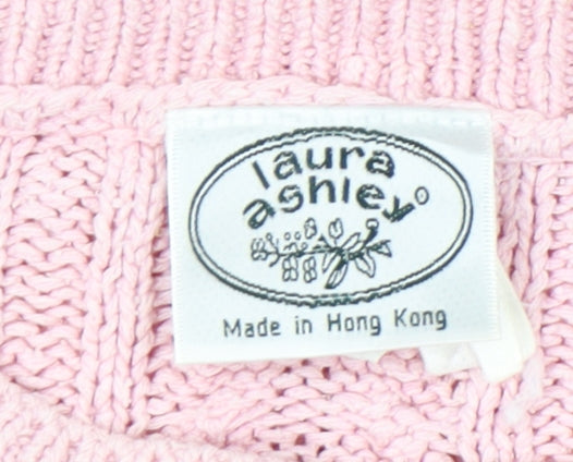 Laura Ashley Women's Pink Silk Blend Cable Knit Jumper M