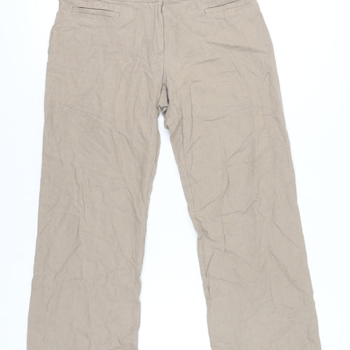 Marks and Spencer Women’s Beige Linen Blend Chino Trousers Size 10 Short