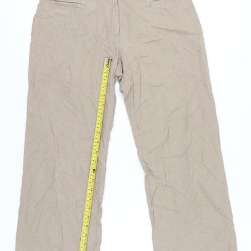 Marks and Spencer Women’s Beige Linen Blend Chino Trousers Size 10 Short