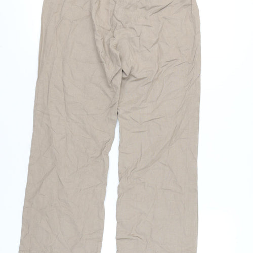 Marks and Spencer Women’s Beige Linen Blend Chino Trousers Size 10 Short