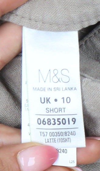 Marks and Spencer Women’s Beige Linen Blend Chino Trousers Size 10 Short