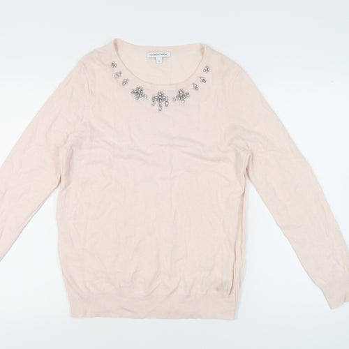 Fenn Wright Manson Women's Pink Jewel Neck Long Sleeve Jumper L