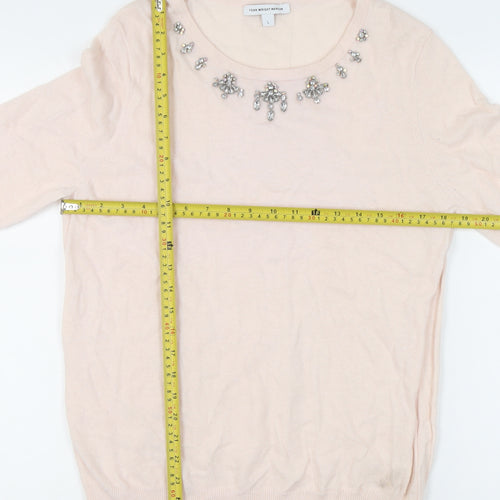 Fenn Wright Manson Women's Pink Jewel Neck Long Sleeve Jumper L