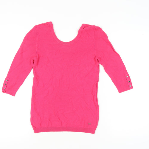 Morgan Women’s Pink XS 3/4 Sleeve Scoop Neck Pullover Jumper