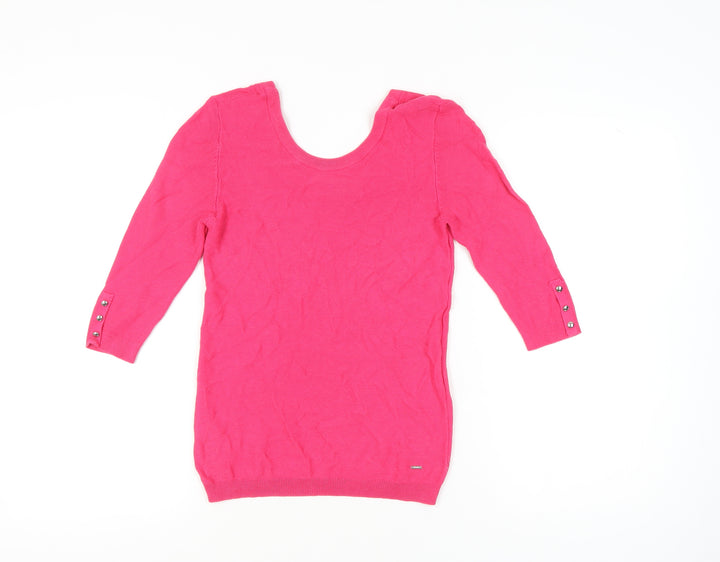 Morgan Women’s Pink XS 3/4 Sleeve Scoop Neck Pullover Jumper