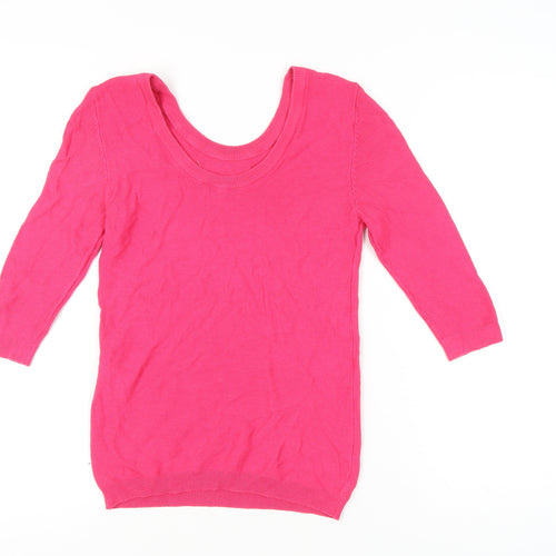 Morgan Women’s Pink XS 3/4 Sleeve Scoop Neck Pullover Jumper
