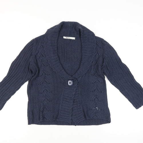 M&Co Women Blue Knit Shawl Collar Cardigan Size S Acrylic