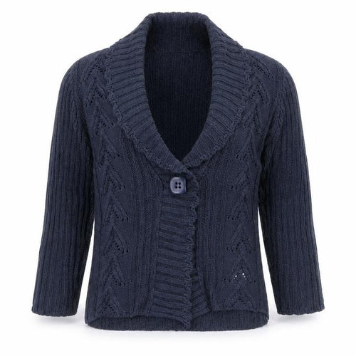 M&Co Women Blue Knit Shawl Collar Cardigan Size S Acrylic
