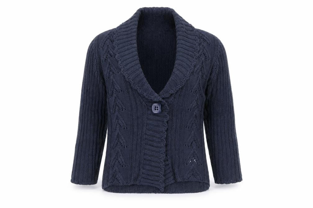 M&Co Women Blue Knit Shawl Collar Cardigan Size S Acrylic