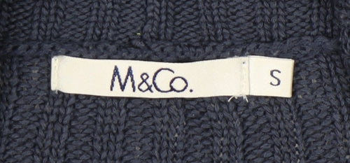 M&Co Women Blue Knit Shawl Collar Cardigan Size S Acrylic