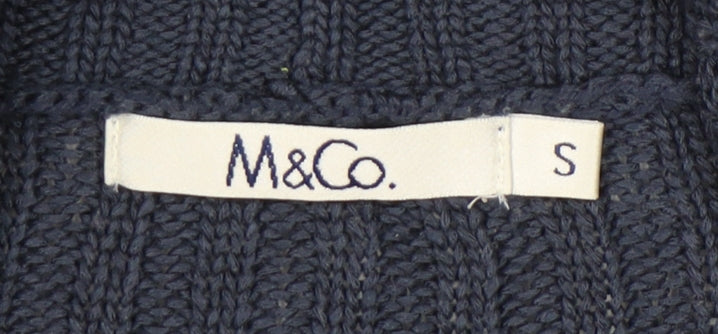 M&Co Women Blue Knit Shawl Collar Cardigan Size S Acrylic
