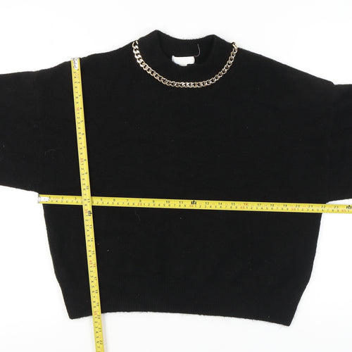 H&M Women’s Black Crew Neck Pullover Jumper Size S Polyester Knit