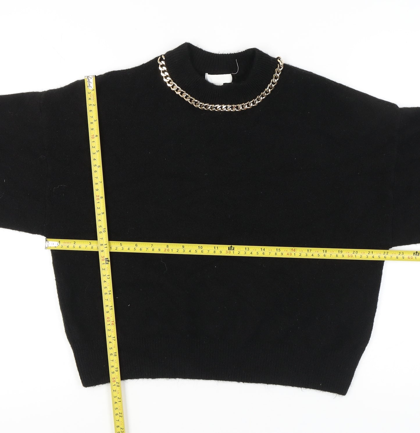 H&M Women’s Black Crew Neck Pullover Jumper Size S Polyester Knit