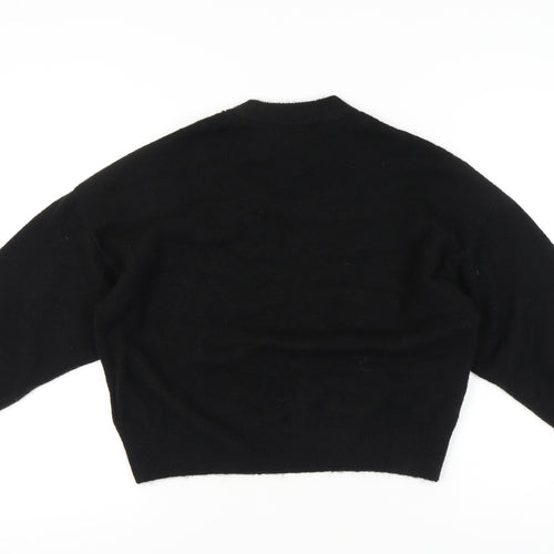 H&M Women’s Black Crew Neck Pullover Jumper Size S Polyester Knit