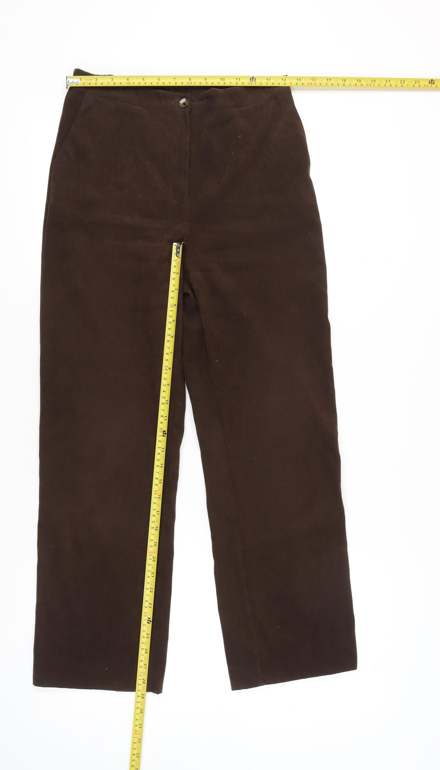 BHS Women’s Brown Straight Leg Trousers Size 12 Regular Fit
