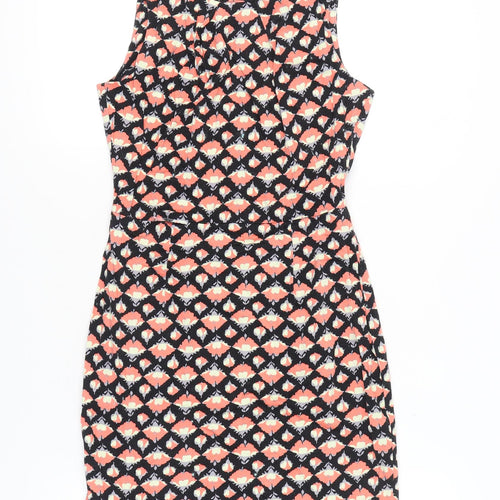 Izabel London Women’s Black Floral Sheath Dress Size 8 Cotton Blend