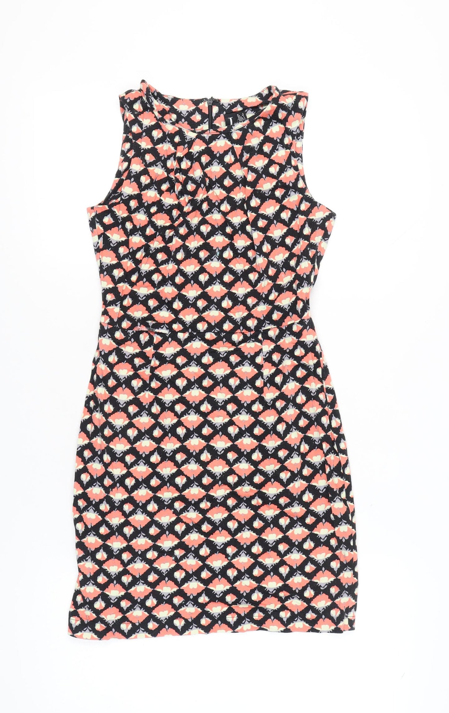 Izabel London Women’s Black Floral Sheath Dress Size 8 Cotton Blend