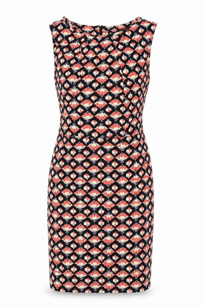 Izabel London Women’s Black Floral Sheath Dress Size 8 Cotton Blend