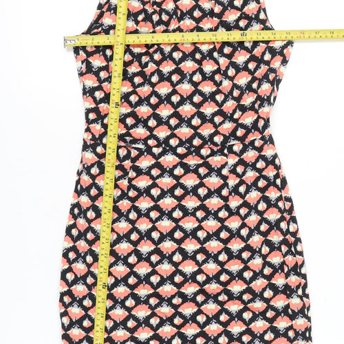 Izabel London Women’s Black Floral Sheath Dress Size 8 Cotton Blend