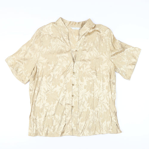Marks and Spencer Women’s Beige Floral Button-Up Shirt Size 20