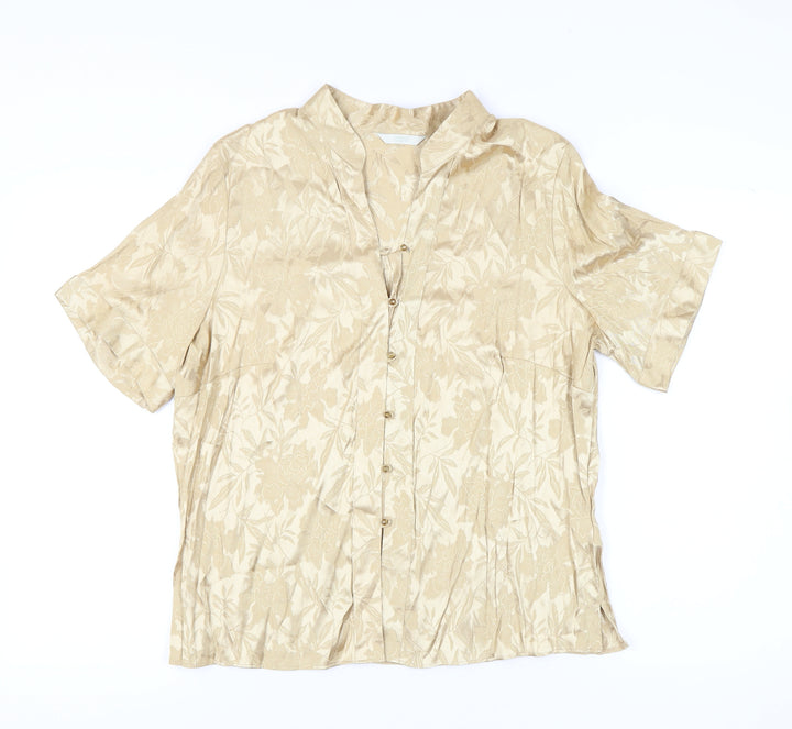 Marks and Spencer Women’s Beige Floral Button-Up Shirt Size 20