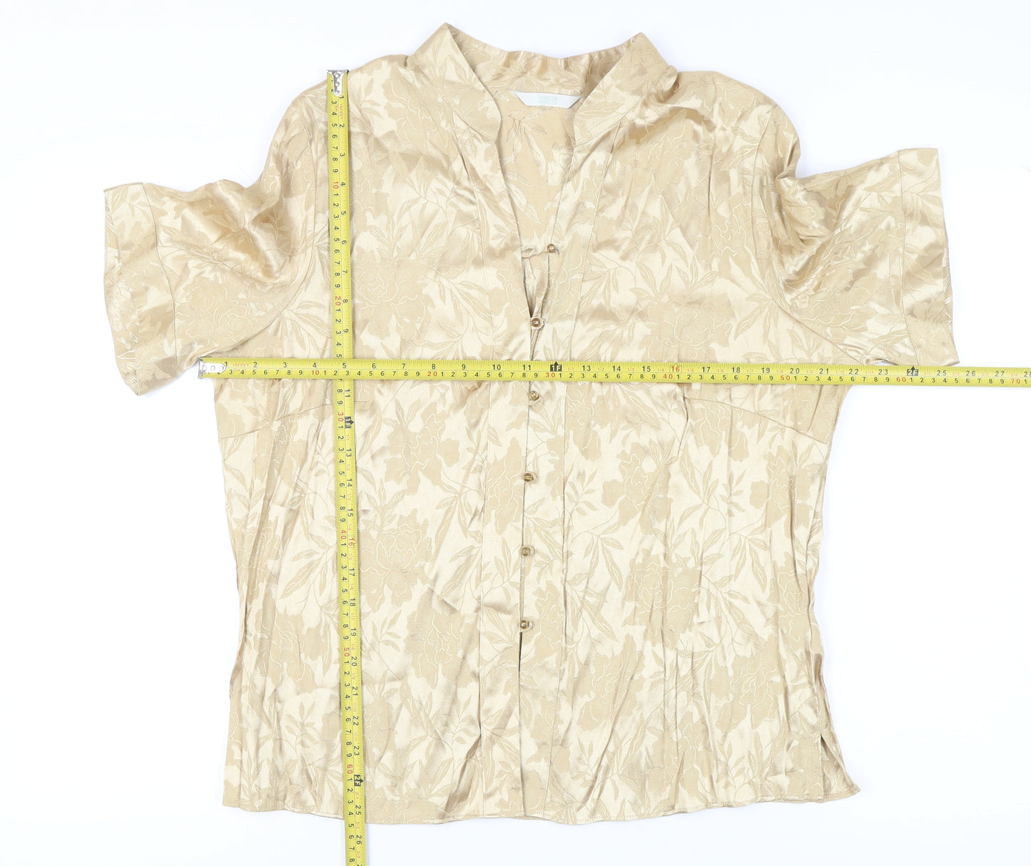Marks and Spencer Women’s Beige Floral Button-Up Shirt Size 20