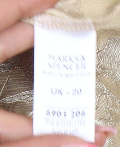Marks and Spencer Women’s Beige Floral Button-Up Shirt Size 20