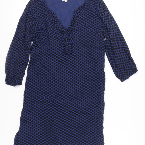 EAST Women’s Blue Polka Dot Viscose Shift Dress Size 10 3/4 Sleeve