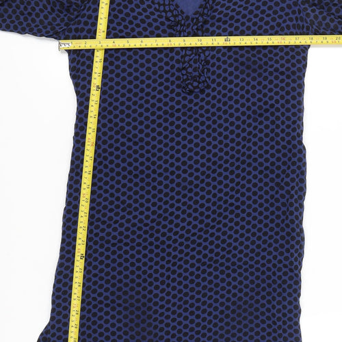 EAST Women’s Blue Polka Dot Viscose Shift Dress Size 10 3/4 Sleeve