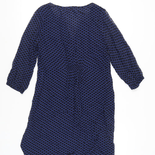 EAST Women’s Blue Polka Dot Viscose Shift Dress Size 10 3/4 Sleeve