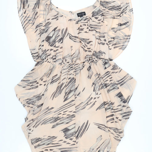 Topshop Women’s Beige Animal Print Blouson Dress Size 10