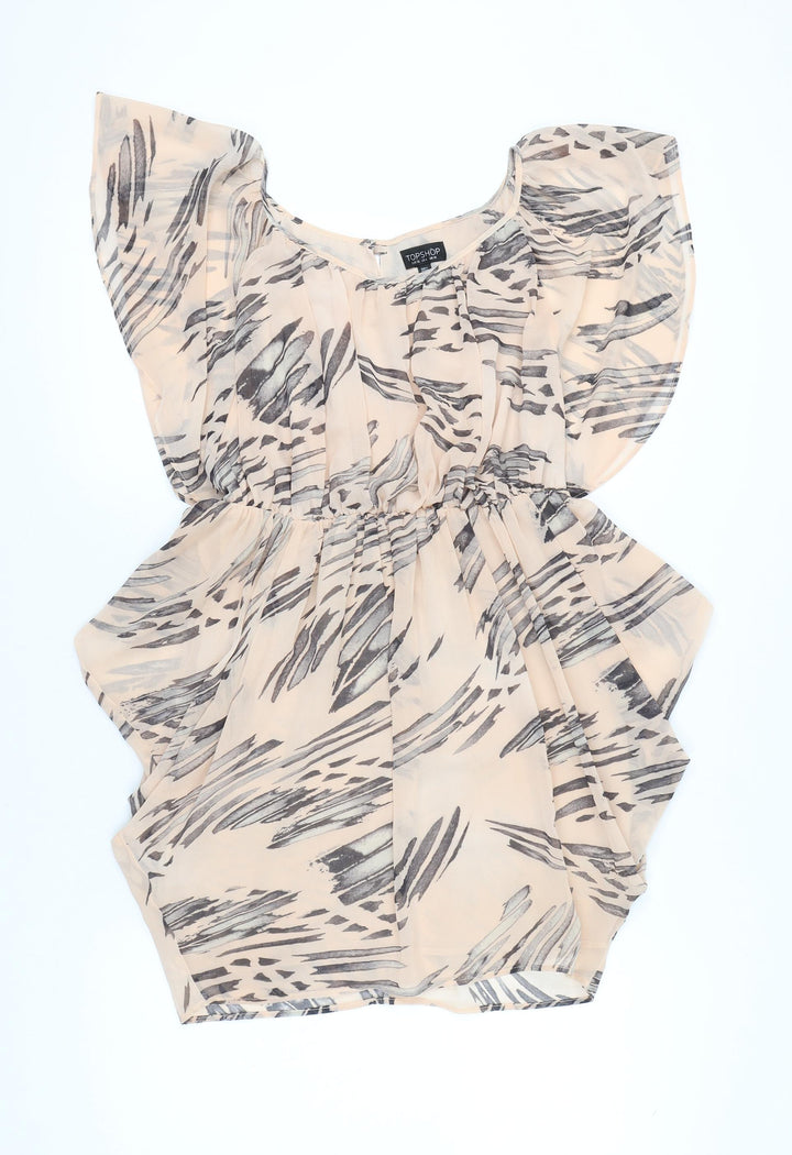 Topshop Women’s Beige Animal Print Blouson Dress Size 10
