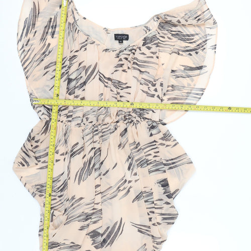 Topshop Women’s Beige Animal Print Blouson Dress Size 10